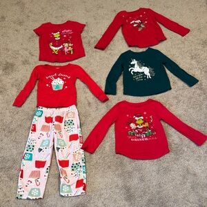 Girls Size 5 Christmas Shirts Bundle